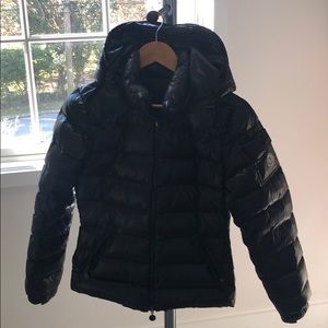Moncler black puffer jacket w detachable hood